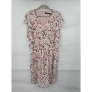 Lauren‎ Ralph Lauren Floral Dress Women 6 Pink Ruffle Whimsical Feminine Elegant